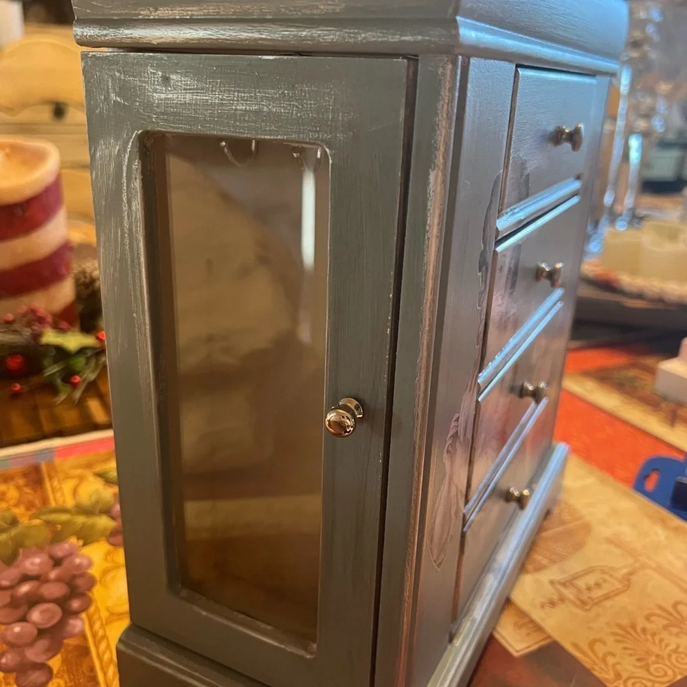 NEW Vintage Gray Jewelry Organizer - Chalkpainted one of a kind